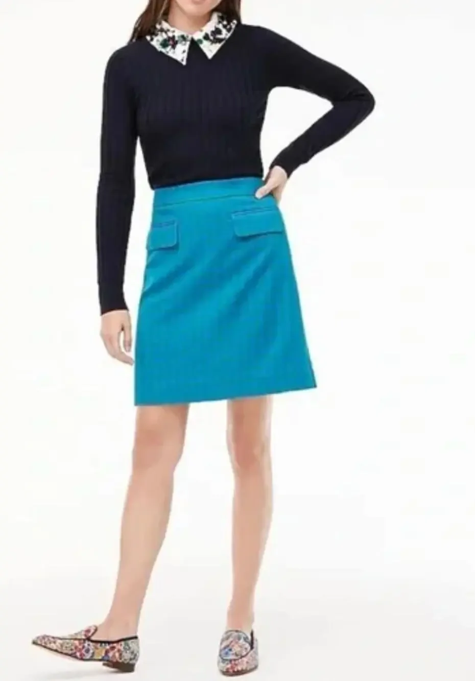 J.CREW Parke Colorful Gingham Plaid Deep Blues Preppy A-Line Mini Skirt NEW- 8